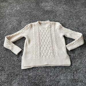 Abercrombie & Fitch Sweater Womens M White Cream Fishermen‎ Cable Knit Pullover